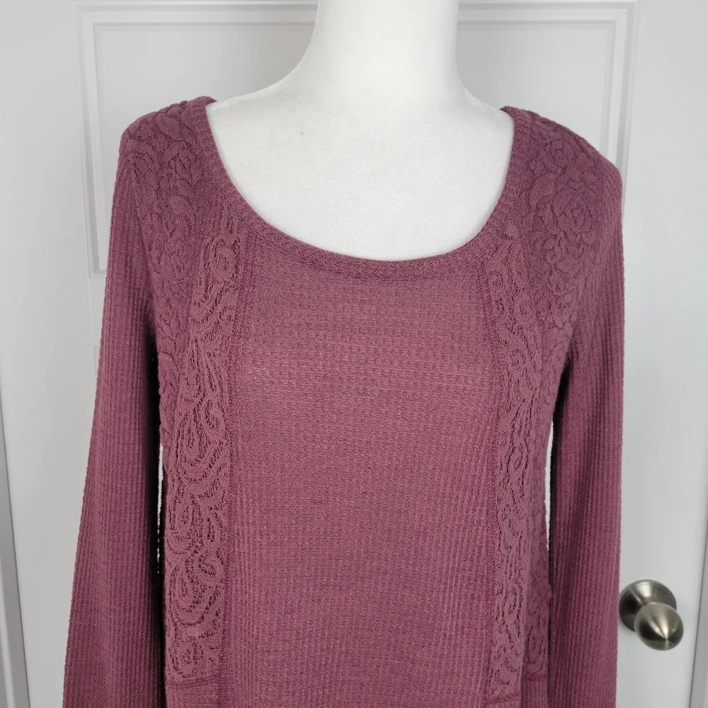 Anthropologie E by Eloise waffle knit and lace tunic/dress size Medium - Picture 3 of 8